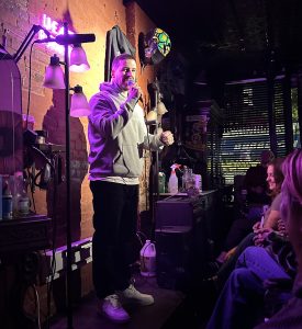 Vinny Guadagnino performing at Live at the Barbershop
