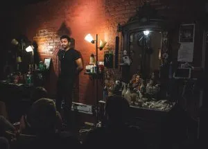 Nimesh Patel performing at Live at the Barbershop